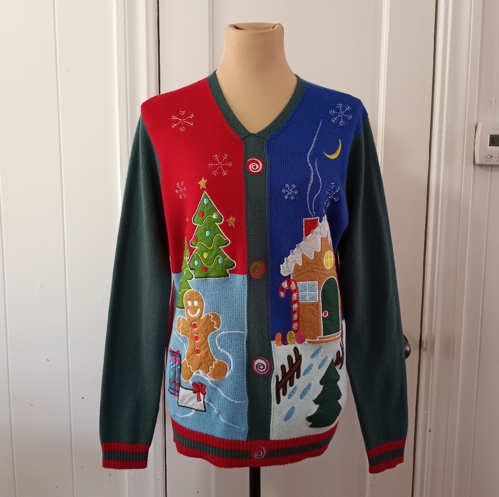 Gingerbread Ugly Christmas Sweater Men's Size Medium 38/40